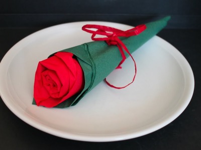Servietten falten 'Rosenstrauss' für Hochzeit, Geburtstag, Weihnachten, Muttertag & Valentinstag W+