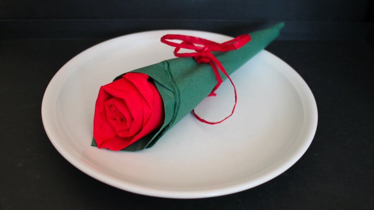 Servietten falten 'Rosenstrauss' für Hochzeit, Geburtstag, Weihnachten, Muttertag & Valentinstag W+