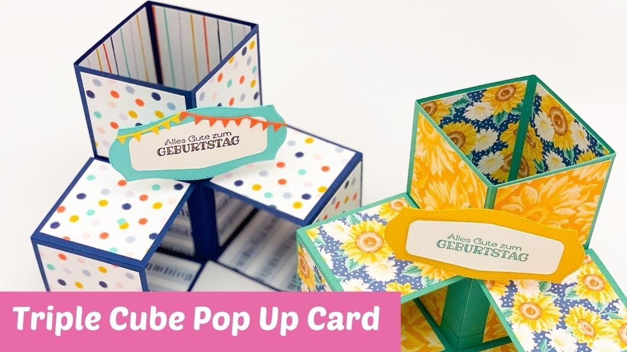 Triple Pop Up Cube Card ⎮Anleitung auf deutsch und in cm⎮DIY
