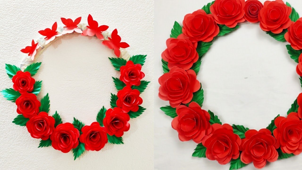 Handmade Paper Flower | DIY Home Decoration Paper Flowers | কাগজের ওয়ালমেট #1