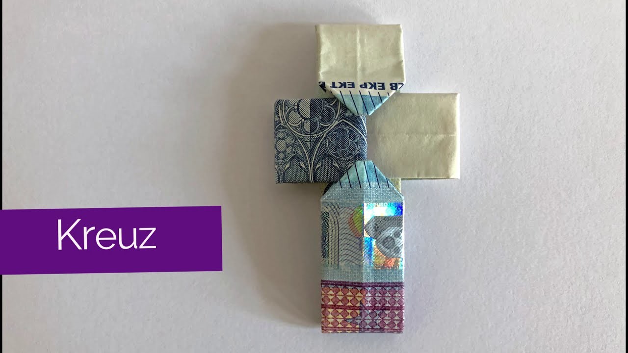 Kreuz aus Gelscheinen falten - DIY Geldgeschenke Taufe - Geld Geschenk Kommunion und Konfirmation