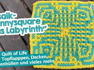 Mosaik Grannysquare Das Labyrinth vom Quilt of Live #Topflappen #häkeln #mosaiccrochet