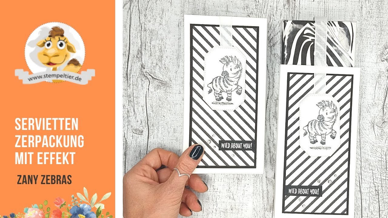 Servietten Ziehverpackung mit Stampin Up Zebras