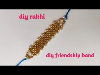 Beautiful golden beads handmade rakhi making. friendship band making video