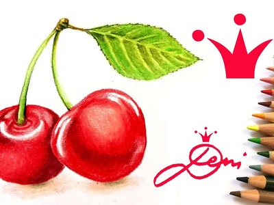 Kirschen realistisch zeichnen mit Buntstiften ???? How to draw realistic cherries with colored pencils
