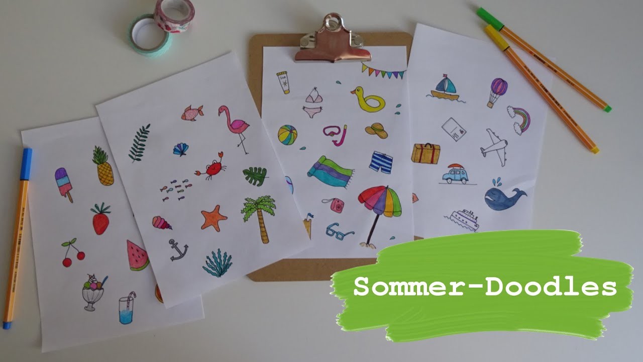 Sommer Doodles | Sommermotive zeichnen | kreative DIY Ideen