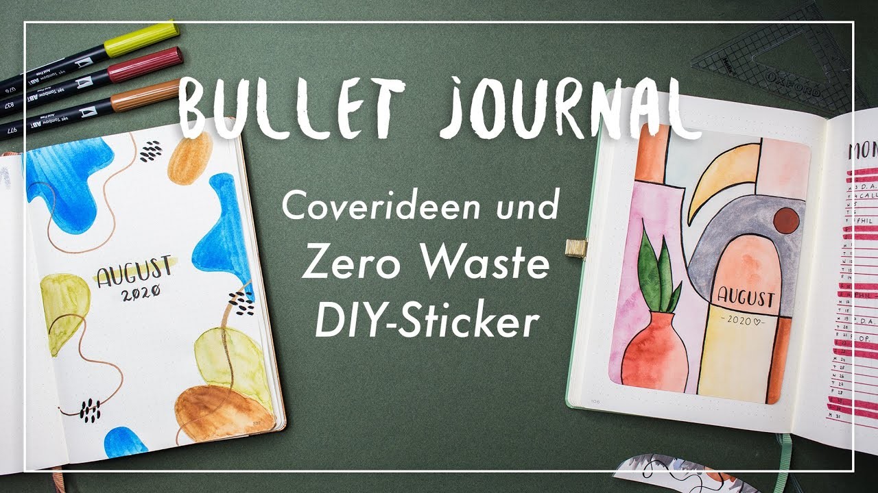 Bullet Journal COVERPAGE IDEEN | Zero Waste DIY Sticker | August Setup