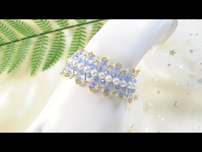 【DIY Tutorial】Breites Armband aus verschiedenen Formen von Perlen. DIY beaded bracelet