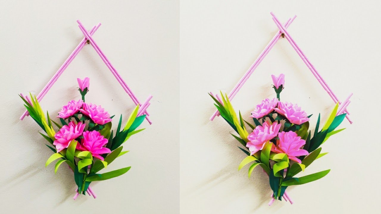 Handmade Paper Flower | DIY Home Decoration Paper Flowers | কাগজের ওয়ালমেট #2
