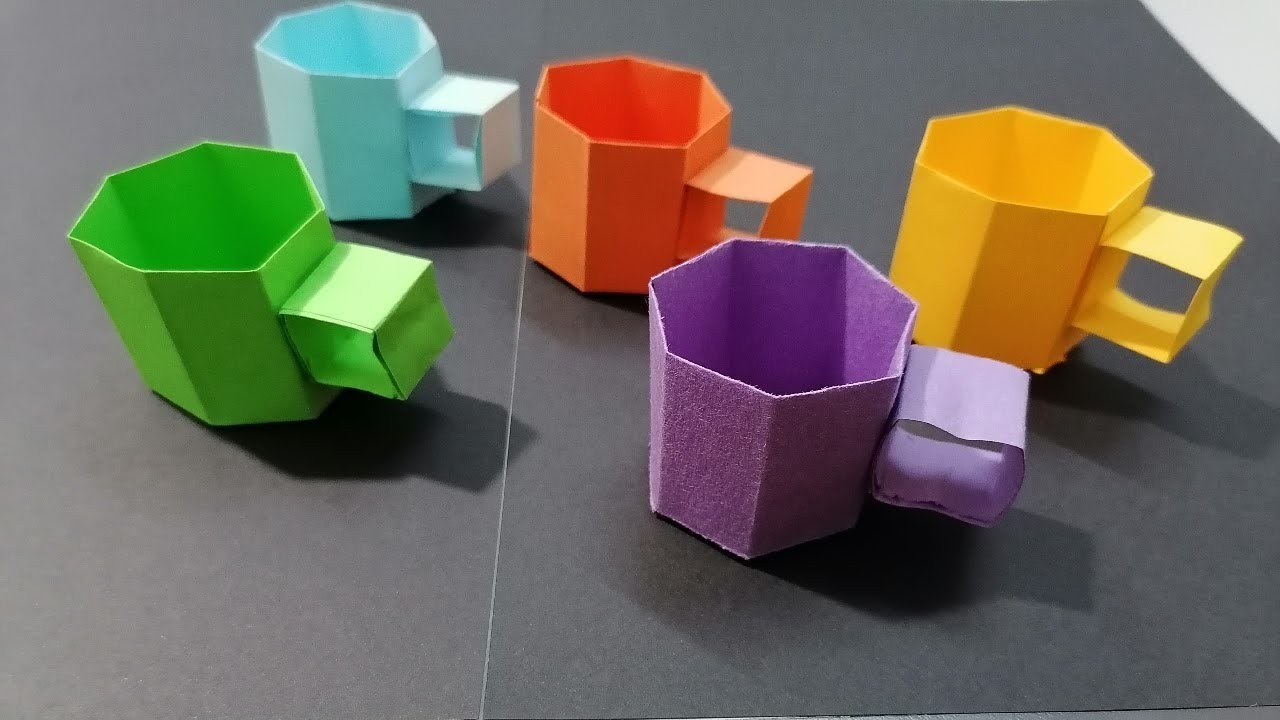 فكرة صنع كوب صغير بالورق DIY Origami Paper Cup - Paper craft