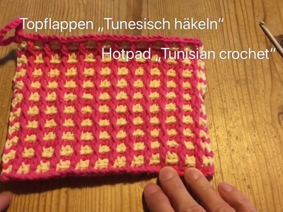 Topflappen „Tunesisch häkeln. Hotpad „tunisian crochet“