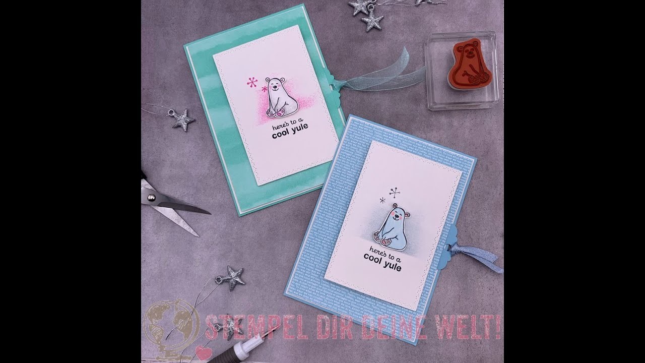 Tutorial: Eine Pull Tab Flap Karte mit Eisbär aus dem Stampin' Up! Stempelset Warm & Toasty.