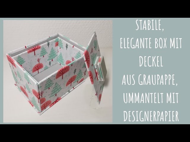 111. Video. 111. Video. Stabile, elegante Box mit Deckel aus Graupappe ummantelt mit Designerpapier