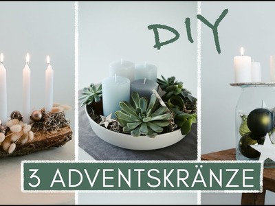 DIY Adventskranz - 3 moderne Ideen mit Sukkulenten, Weihnachtsbaumkugeln und Holz