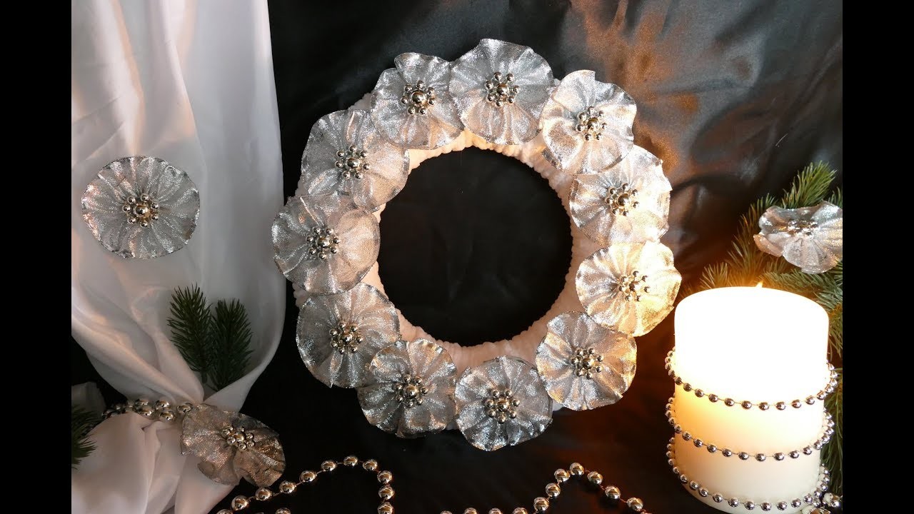 Kranz edel DIY – Blüte basteln – Weihnachtskranz – christmas wreath – Wieniec na Boże Narodzenie