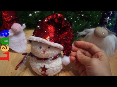 Socken Schneemann mit Weihnachtsmütze basteln ⛄ How to make Sock Snowman ⛄ снеговик из носка