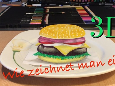 3D Zeichen lernen für Anfänger Hamburger Kawaii How to Draw Burger in 3D