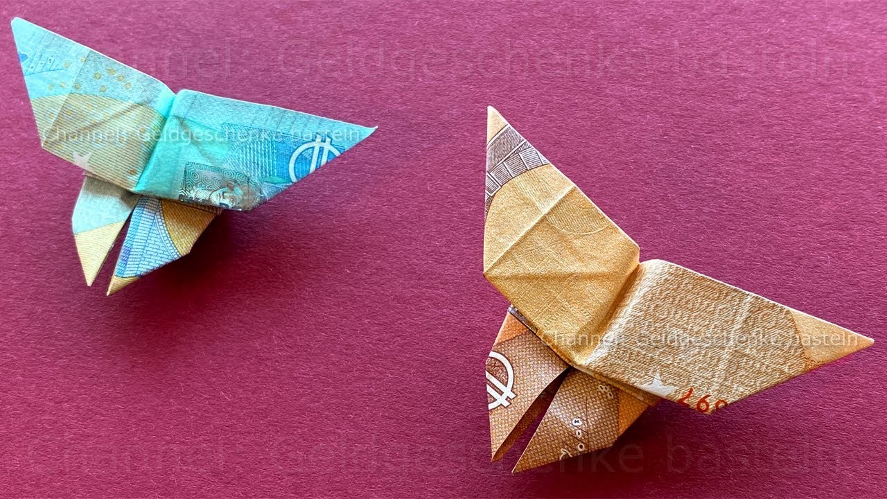 Geldscheine falten: Schmetterling. Geld falten Hochzeit: Origami Schmetterlinge als Geldgeschenke  ????