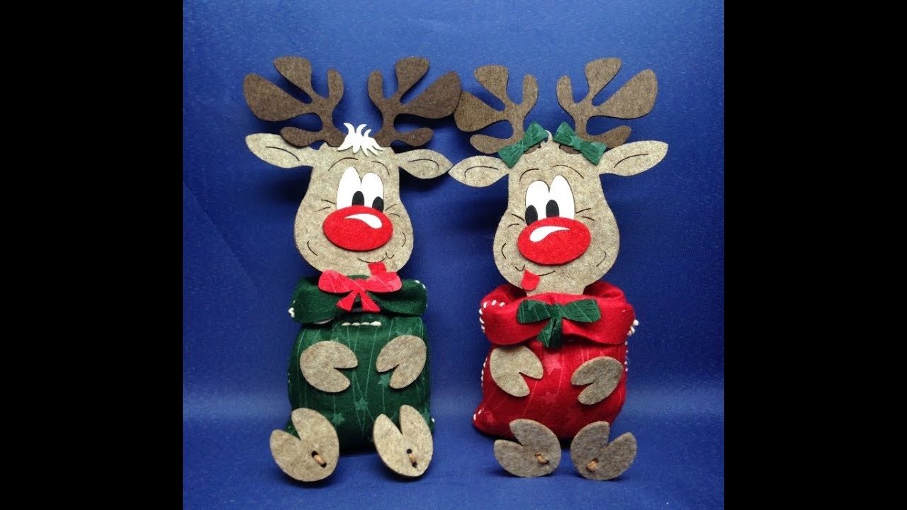 Rentier mit Sack aus Filz zum nähen und Fädeln, Weihnachtsbasteln mit den Kinder Anleitungsvideo