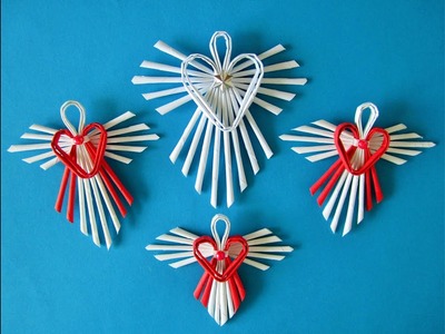 DIY: Herzengel aus Papierröllchen, simpel.Heart angels made of paper rolls, simple