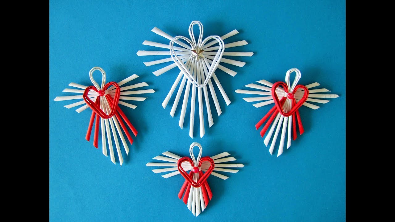 DIY: Herzengel aus Papierröllchen, simpel.Heart angels made of paper rolls, simple