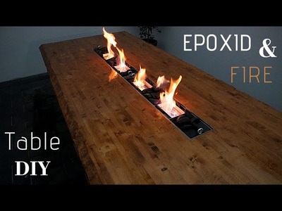 Epoxid Tisch selber bauen.Fire Epoxy Table DIY.Epoxid Ideen. Esstisch.Gartentisch.Feuer Epoxid Tisch