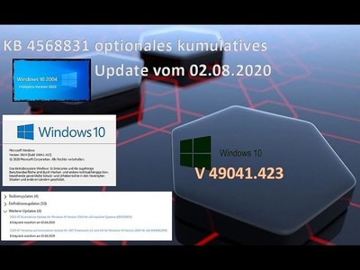 KB 4568831 optionales kumulatives Update für Windows 10 vom 02.08.2020 (V2004)