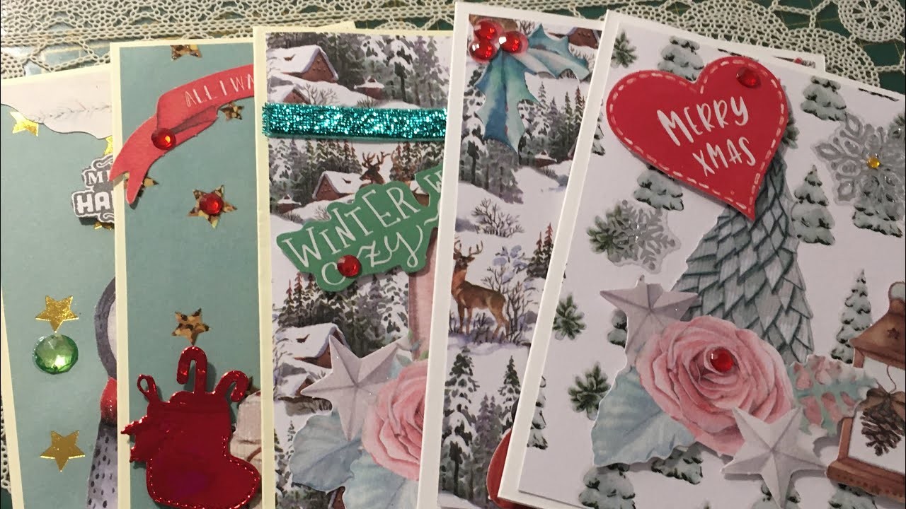 5 einfache Weihnachtskarten Basteln. ACTION Material. Christmas Card DIY