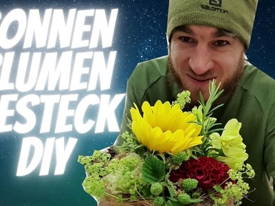 Blumengesteck mit Sonnenblume selber machen - Floristik Anleitung - DIY Anleitung