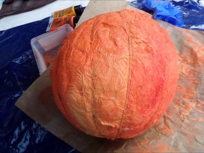 DIY-BASTELN: toller XXL KÜRBIS aus Küchenkrepp mit LED & MEHR :))