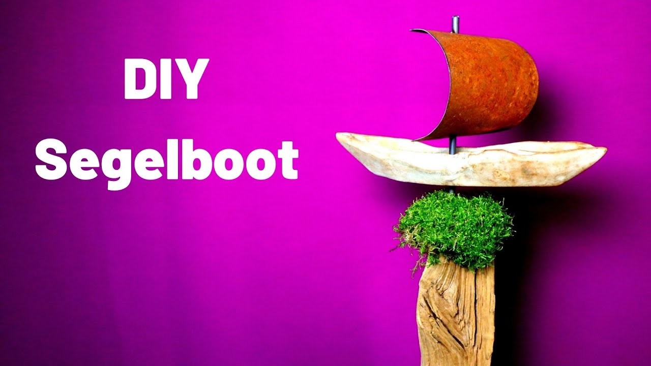DIY Segelschiff auf Moos und Weidezaunpfahl für den Garten zum Stecken ausgefallene Dekoration