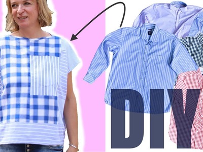 Anleitung- einfaches Shirt nähen, ohne Schnittmuster, upcycling von Hemden oder Stoffresten