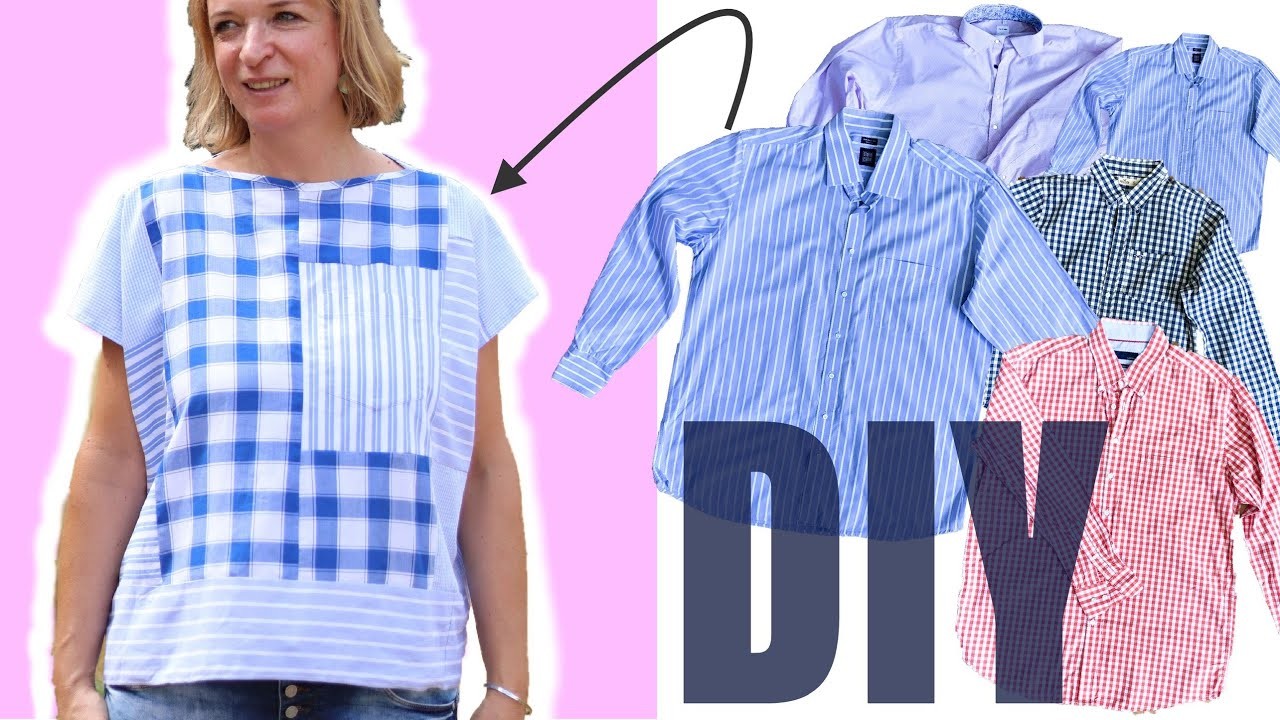 Anleitung- einfaches Shirt nähen, ohne Schnittmuster, upcycling von Hemden oder Stoffresten