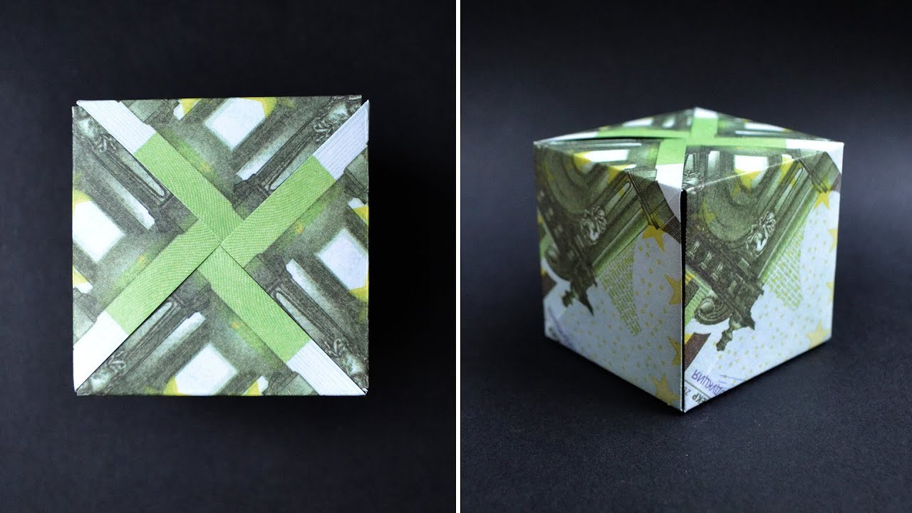 Origami WÜRFEL.SCHACHTEL Euro Geldschein GELD FALTEN | Money Cube.Box | Tutorial by Euro Origami