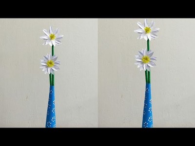 Paper Made Flower Vase With Flower | DIY- Handmade Beautiful Craft | Easy Home Decor Idea | ফুলদানি