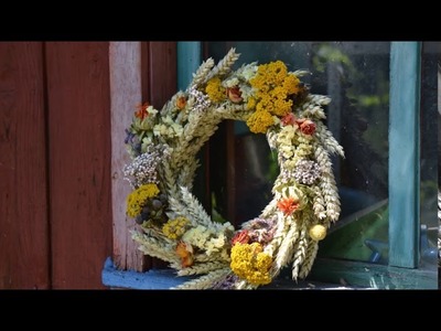 Trendiger Kranz mit Trockenblumen für den Herbst und Flower Hoop herbstlich * DIY Herbstdeko
