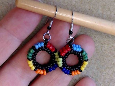 Bunte Herringbone Ohrringe Beaded Rainbow Hoop Earrings