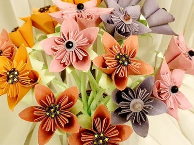 How to make Handmade Paper Flowers & Vase.DIY Realistic Paper Flower Handmade. Room Decoration ldea