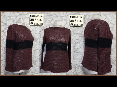 Raglan Pullover häkeln "Ligero"  RVO Pullover häkeln einfach mit halben Stäbchen | Linkshänder