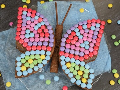 Schmetterlingskuchen - Schokokuchen mit Smarties in Schmetterlingsform