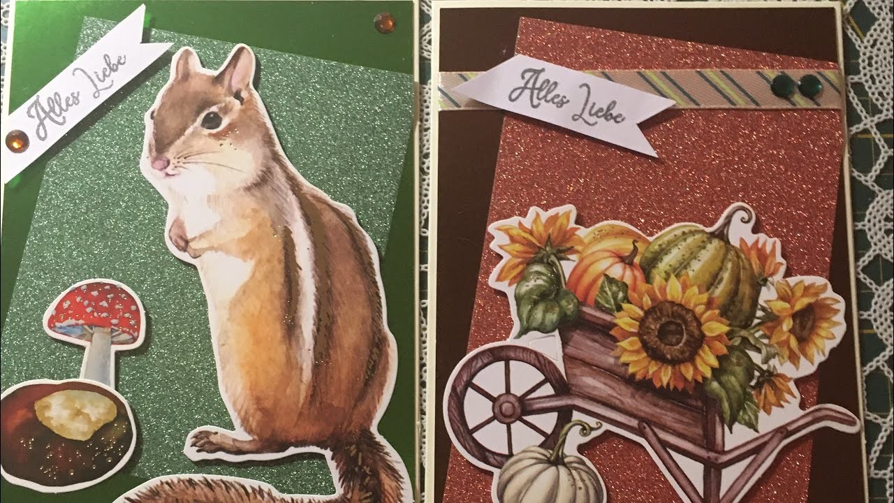 2 einfache Herbstkarten Basteln. ACTION Material. Autumn Card DIY + Info's ( WANDERPAKET )