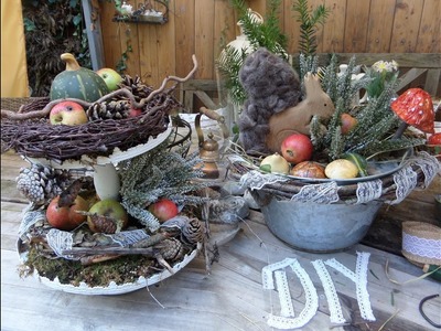 2 natürliche Shabby Chic Herbst-DEKO  , NOSTALGIE für Haus & GARTEN .  Upcycling :)