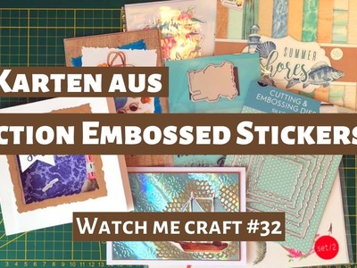 3 Karten aus Action Embossed Stickers. Maritim. Easy DIY. Watch me craft #32