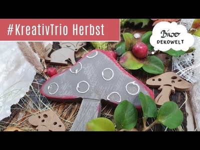 #KreativTrio Herbst Dekoration auf Holzrinde