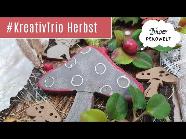 #KreativTrio Herbst Dekoration auf Holzrinde