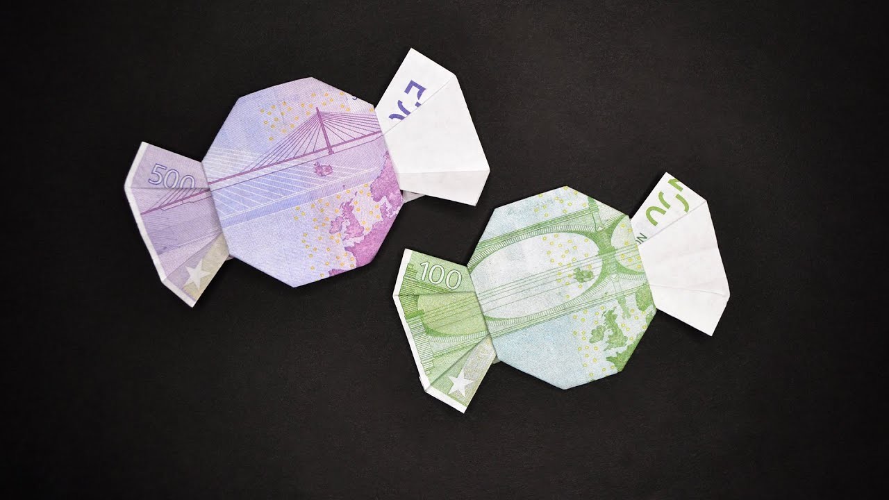 Origami BONBON Geldschein GELD FALTEN | Geschenk für Kinder | Money CANDY | Tutorial by Euro Origami