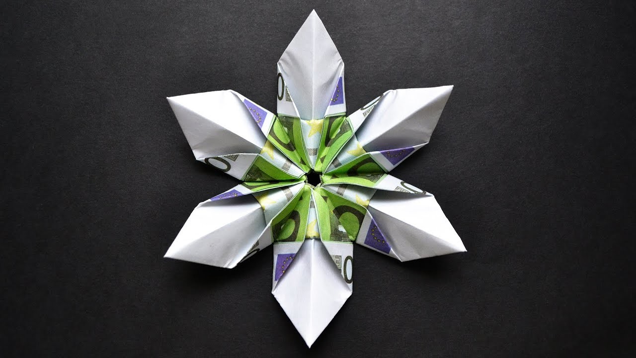 Origami SCHNEEFLOCKE Euro Geldschein GELD FALTEN | Money SNOWFLAKE | Tutorial by Euro Origami