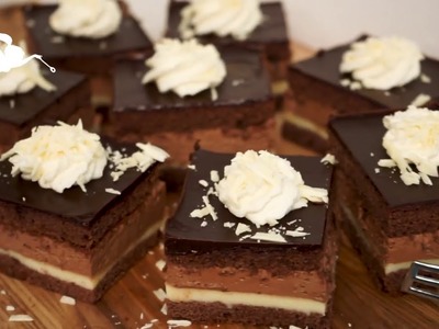 Schoko Pudding Schnitten Rezept - Blechkuchen mit Vanillepudding & Schokolade - Kuchenfee