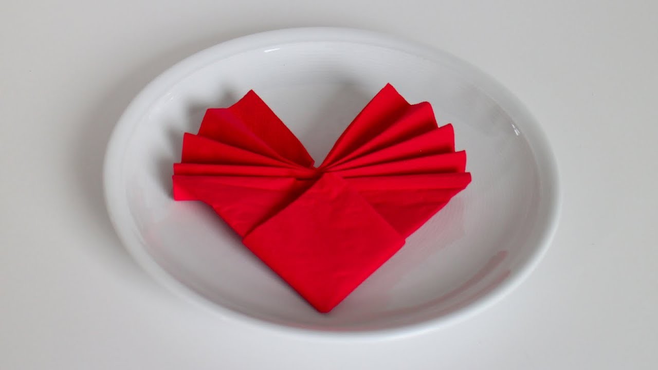 Servietten falten 'Herz' für Geburtstag, Muttertag, Hochzeit, Weihnachten & Valentinstag [W+]