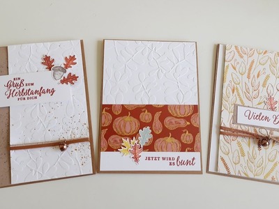 3 Karten aus einem Set, Herbstkarten mit Stampin up Material, einfache Karten basteln, DIY